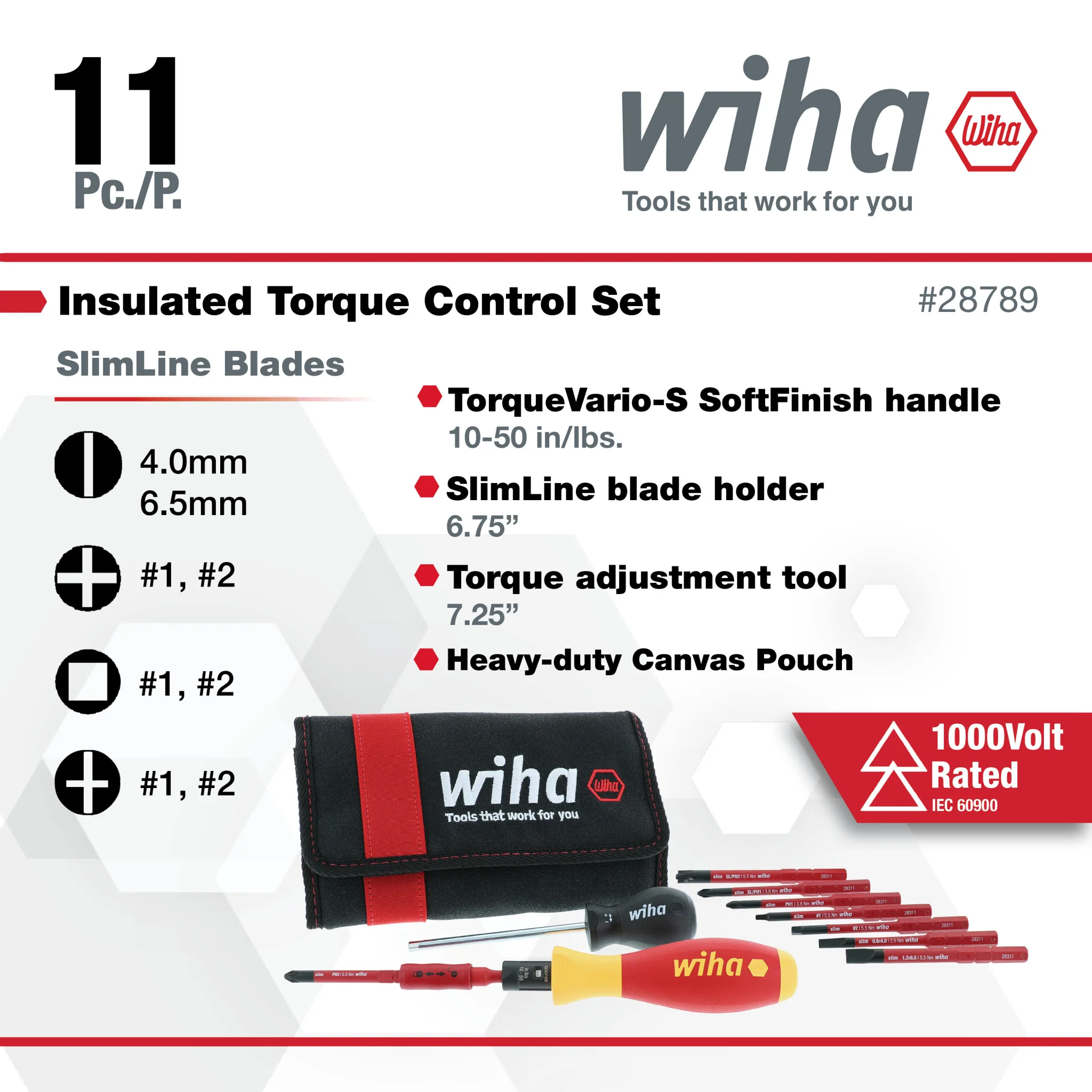 11 Piece Insulated TorqueVario-S (10-50 In/lbs) and SlimLine Blade Set - Image 3