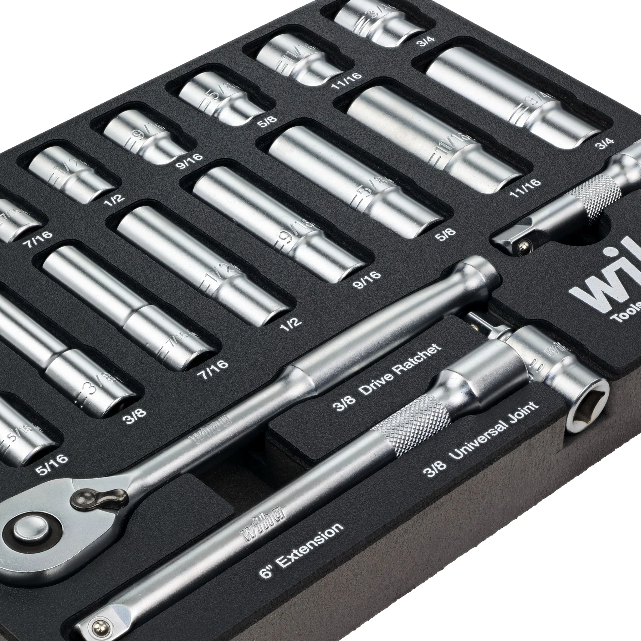22 Piece 3/8" Drive Professional Standard and Deep Socket Tray Set - SAE - Image 3