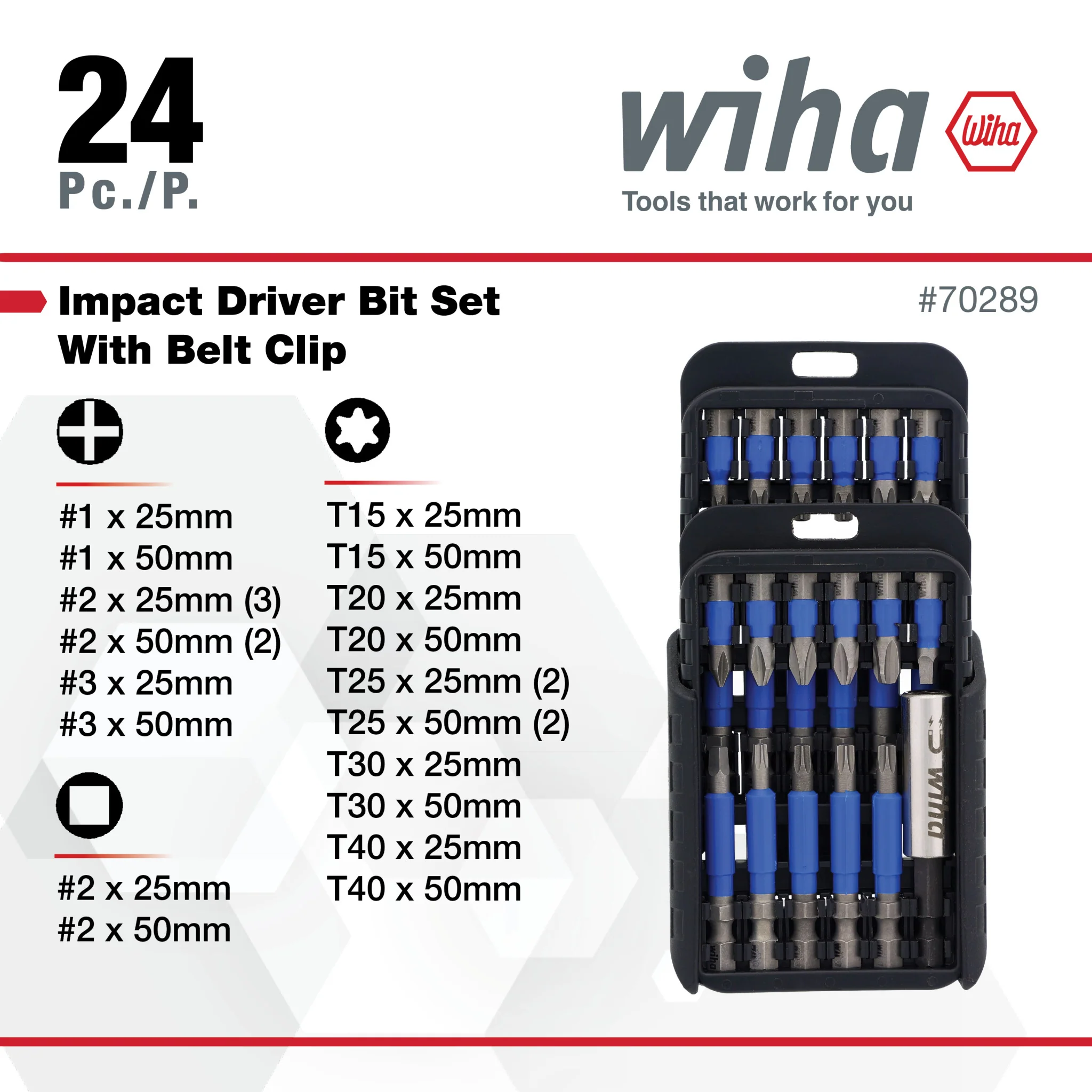 24 Piece TerminatorBlue Impact Driver Bit Set with Belt Clip - Image 3