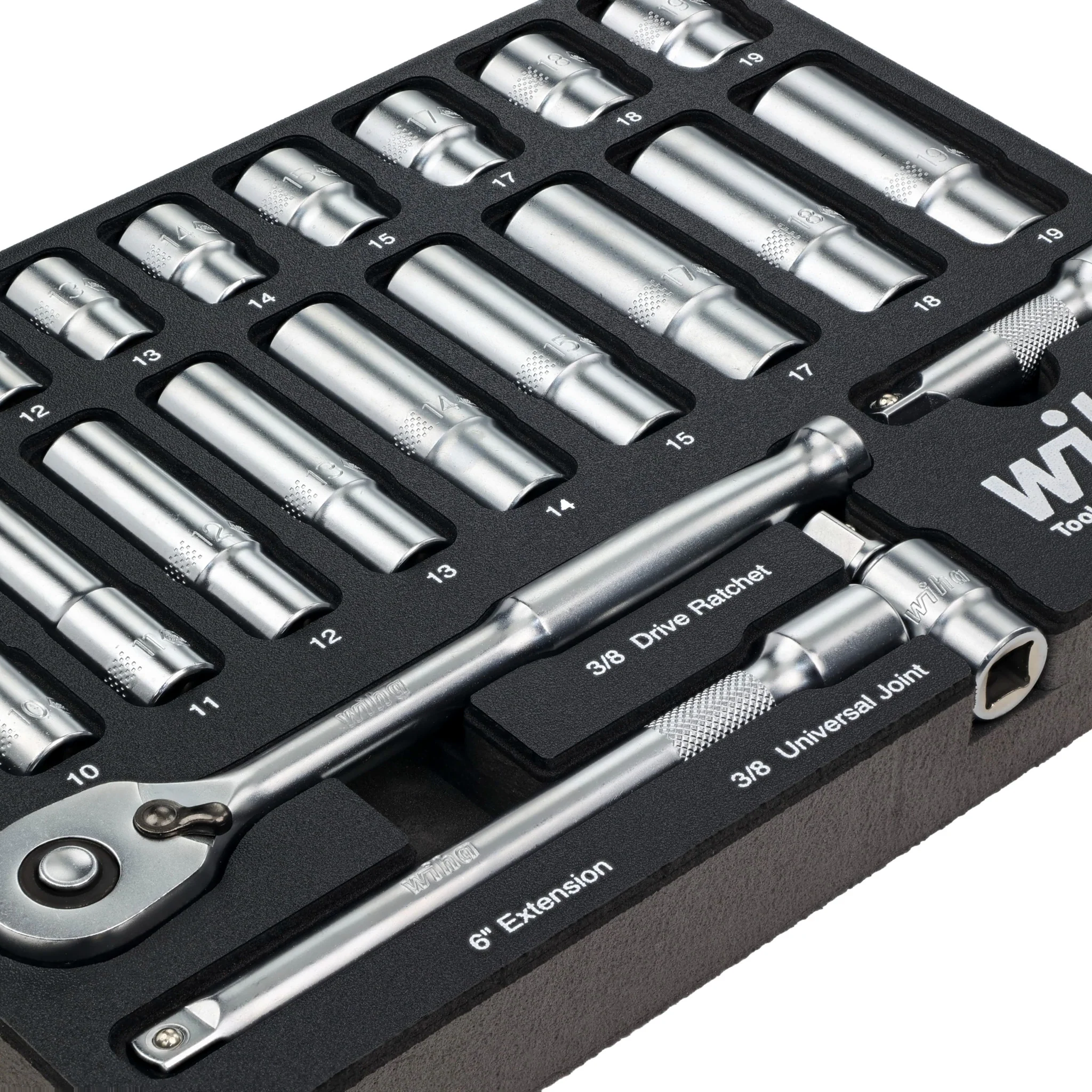 24 Piece 3/8" Drive Professional Standard and Deep Socket Tray Set - Metric - Image 3