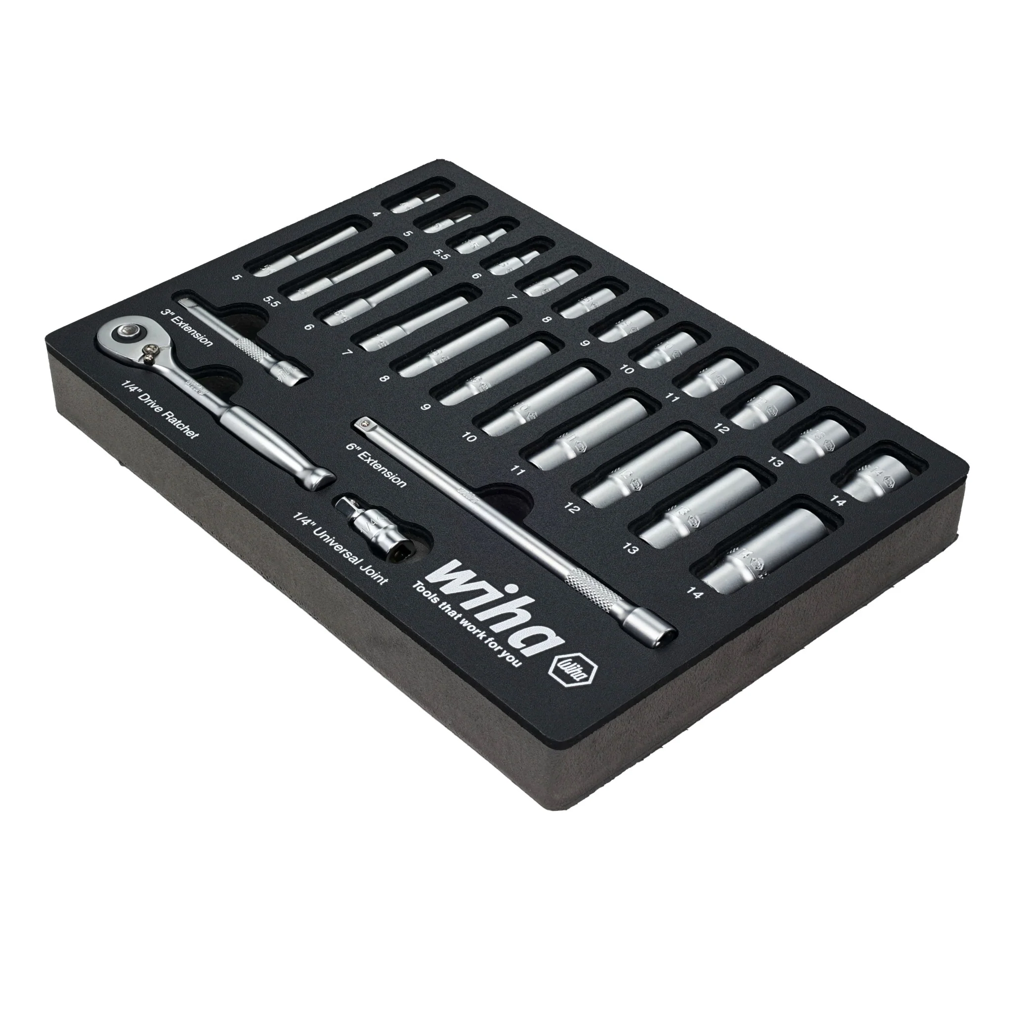 27 Piece 1/4" Drive Professional Standard and Deep Socket Tray Set - Metric - Image 4