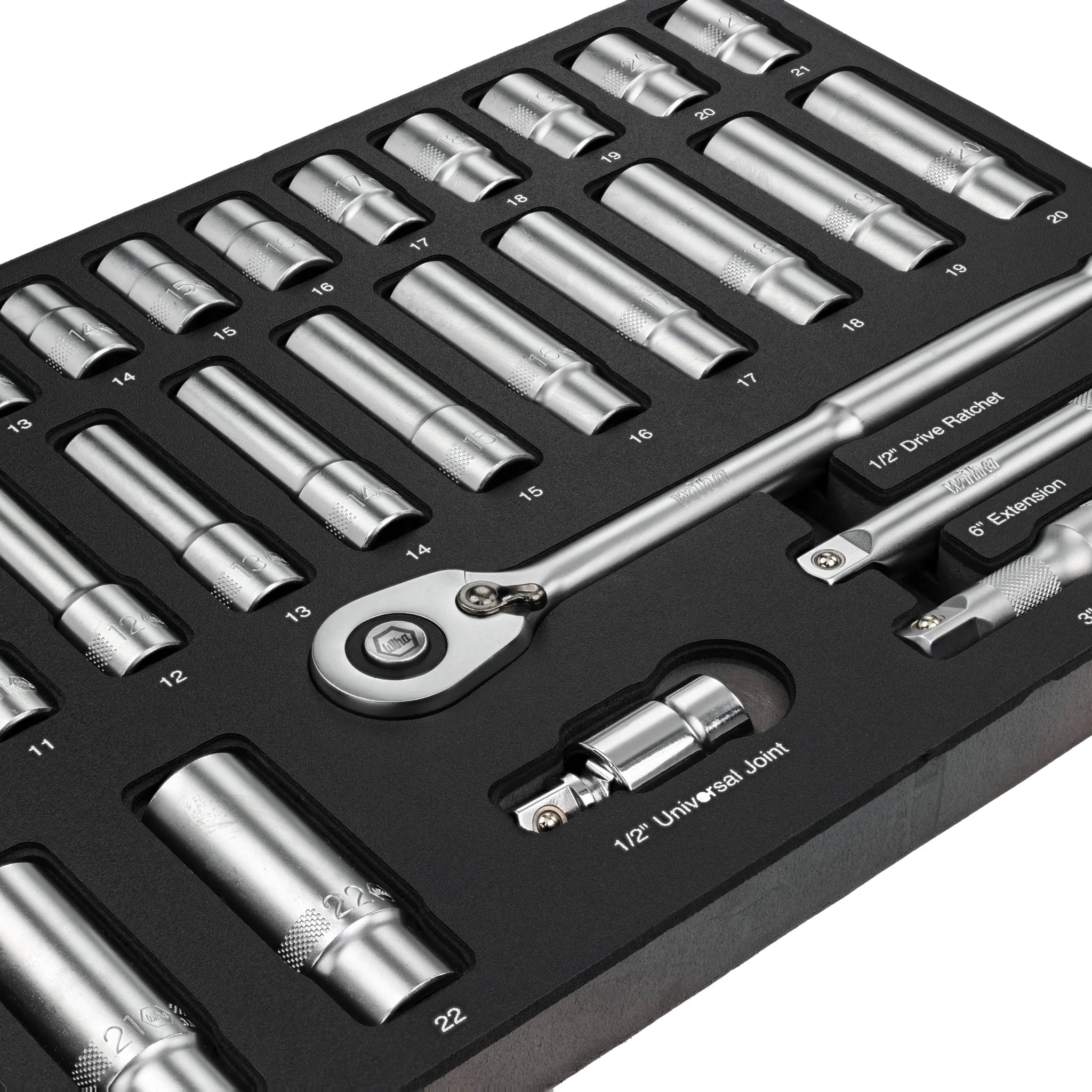 29 Piece 1/2" Drive Professional Standard and Deep Socket Tray Set - Metric - Image 3