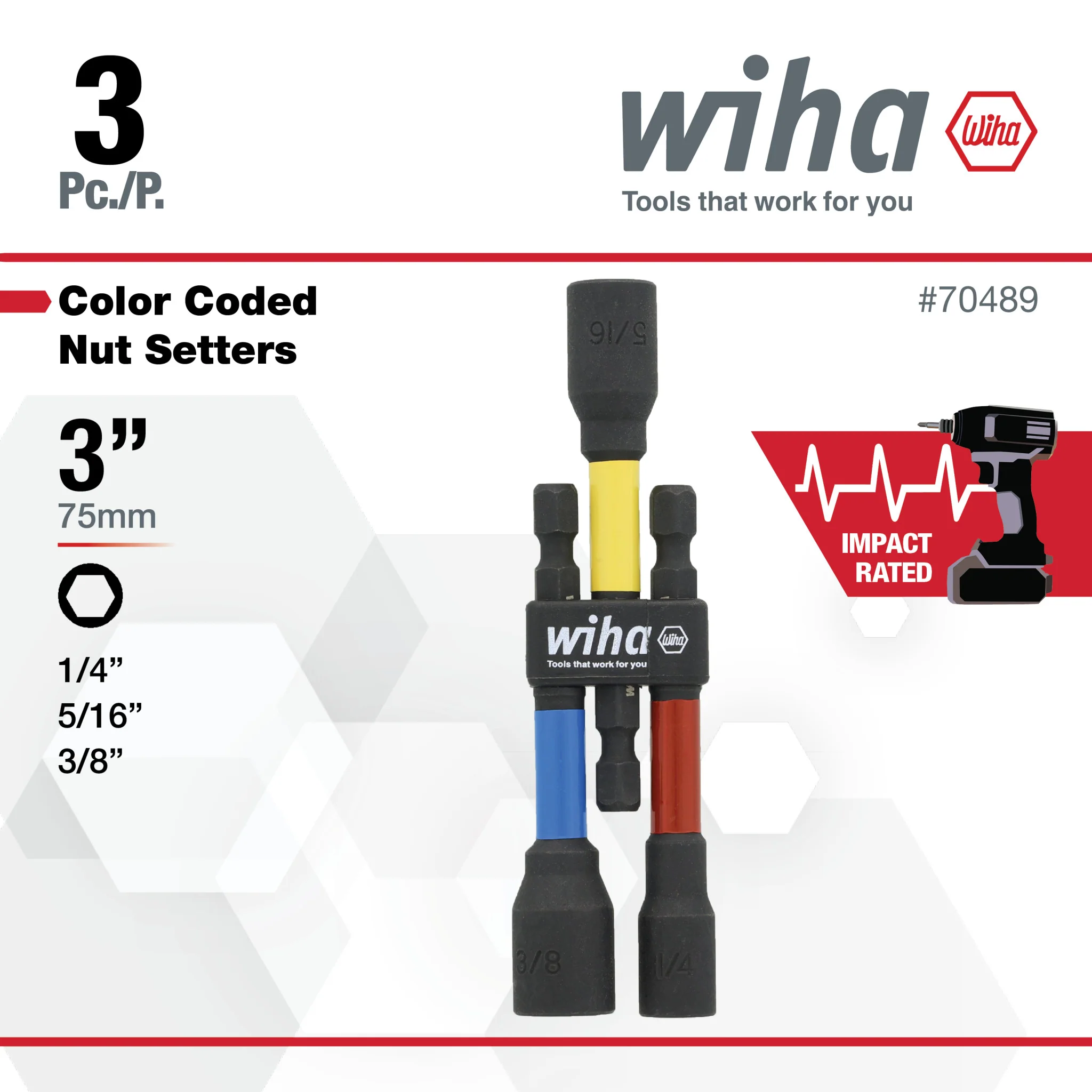 3 Piece Color Coded Magnetic Nut Setter SAE Set 3" - Image 3