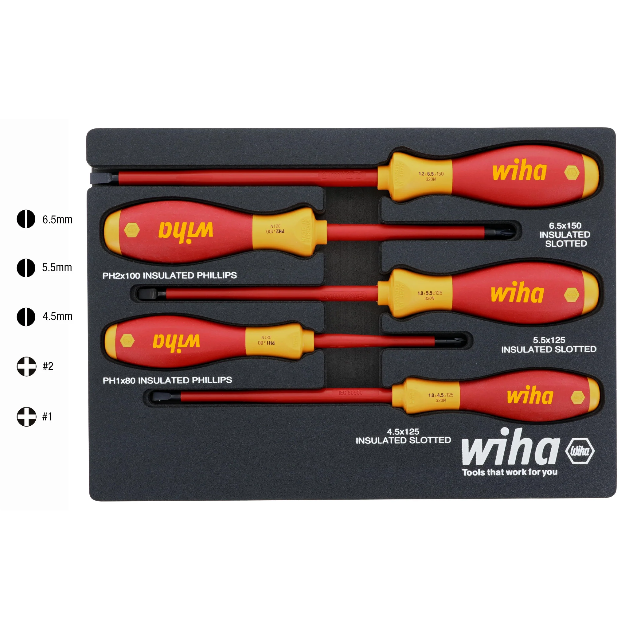 5 Piece Insulated SoftFinish Cushion Grip Screwdriver Tray Set - Image 7