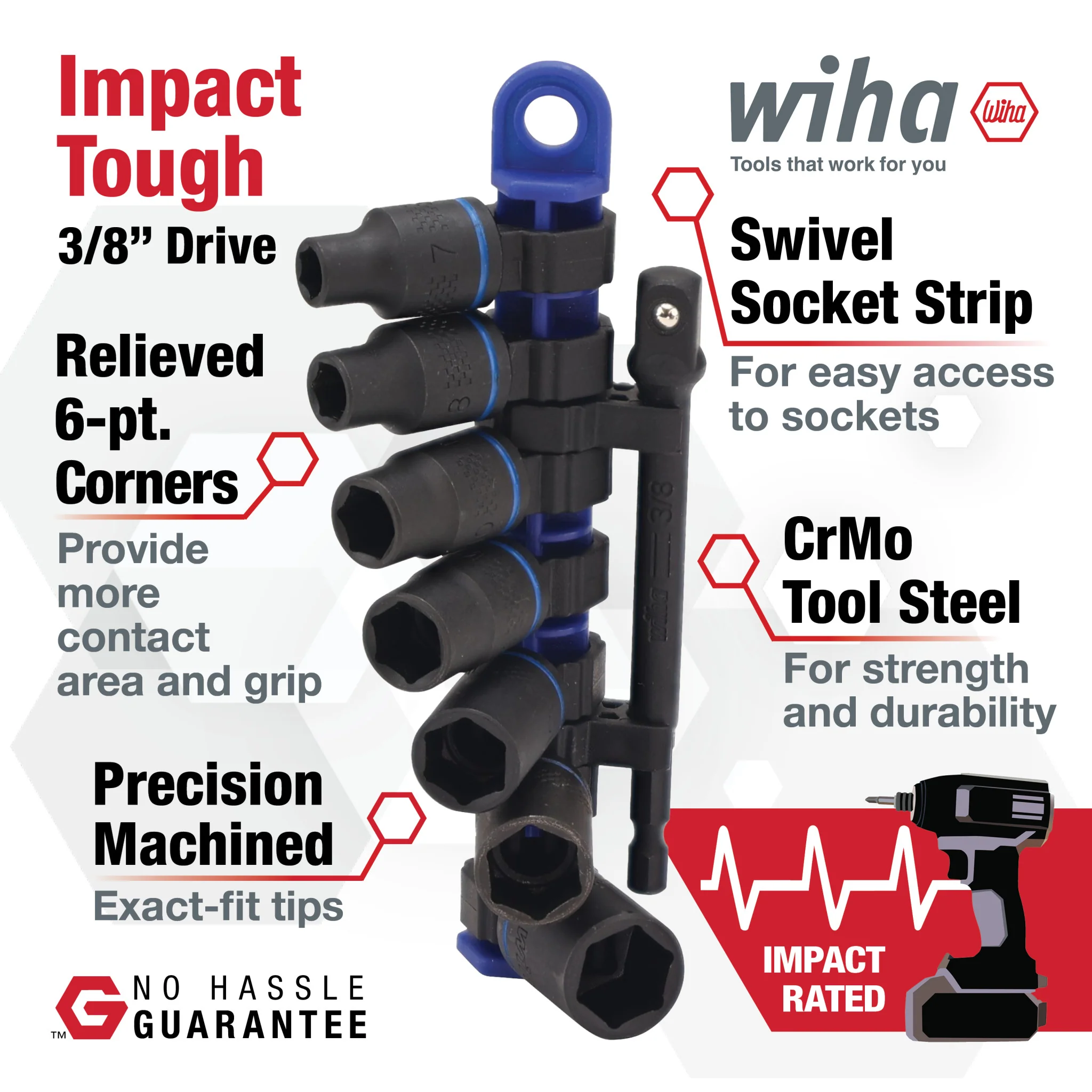 8 Piece 3/8" Drive Metric Impact Socket Set - Image 3