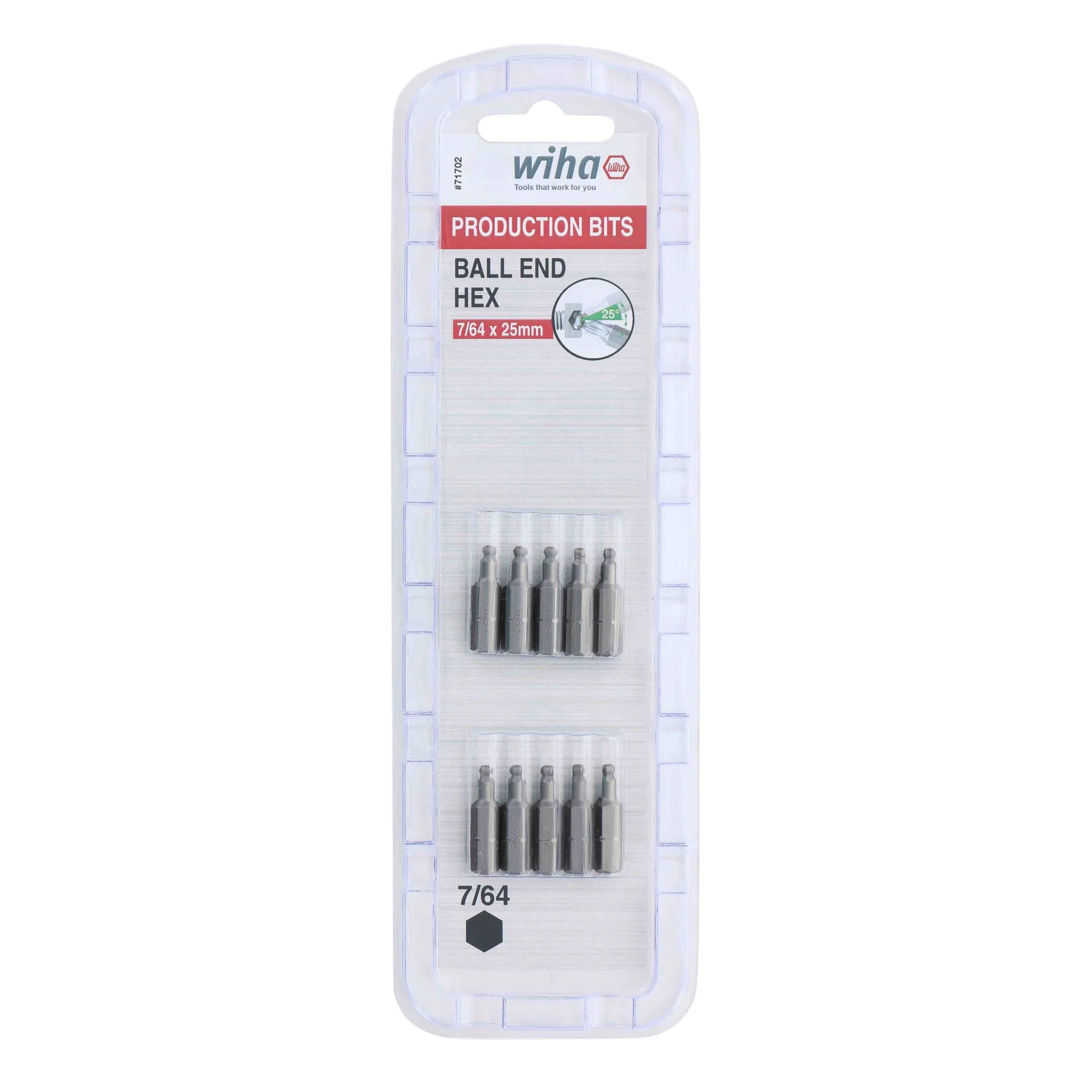 Ball End Hex Bit 7/64 - 25mm - 10 Pack - Image 2