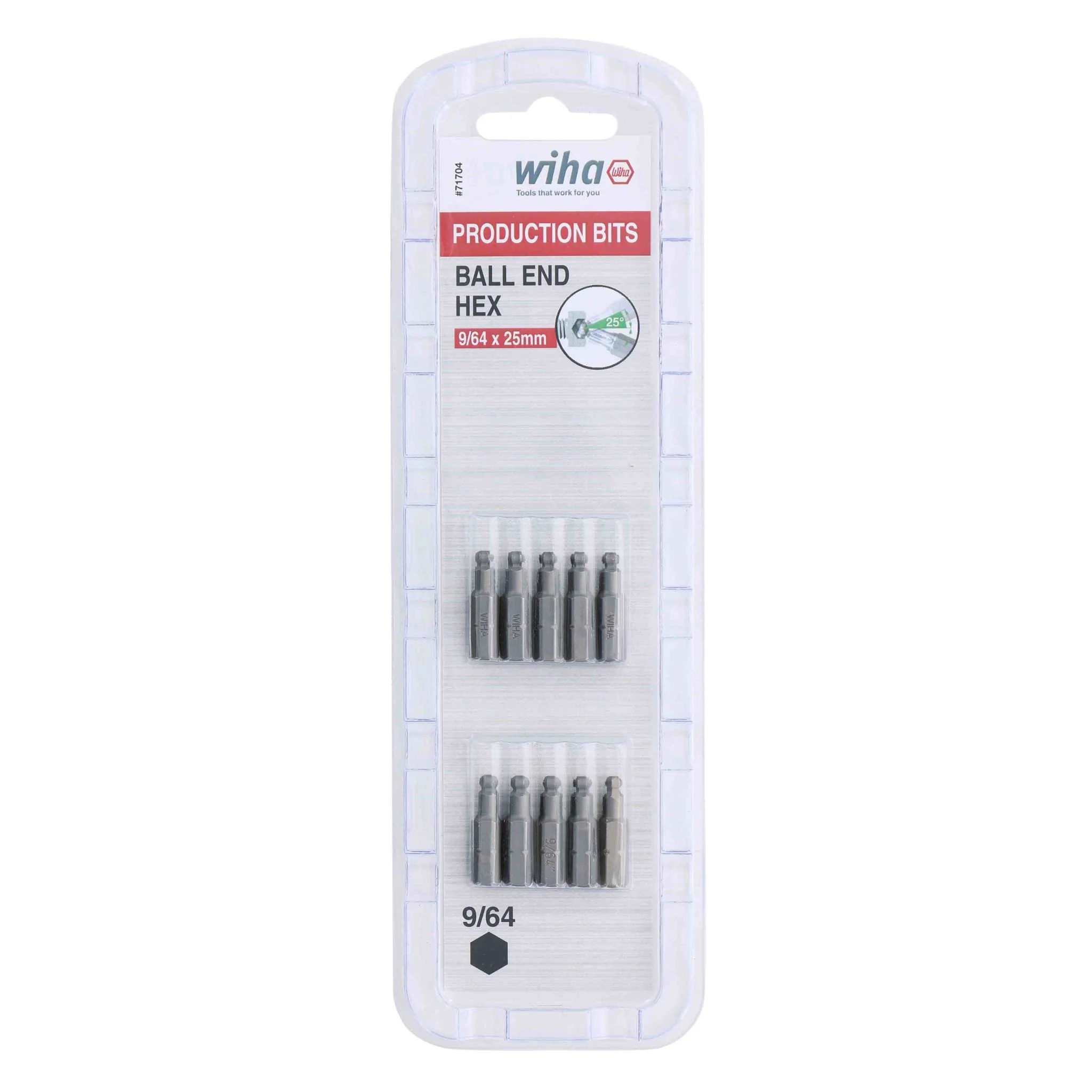 Ball End Hex Bit 9/64 - 25mm - 10 Pack - Image 2