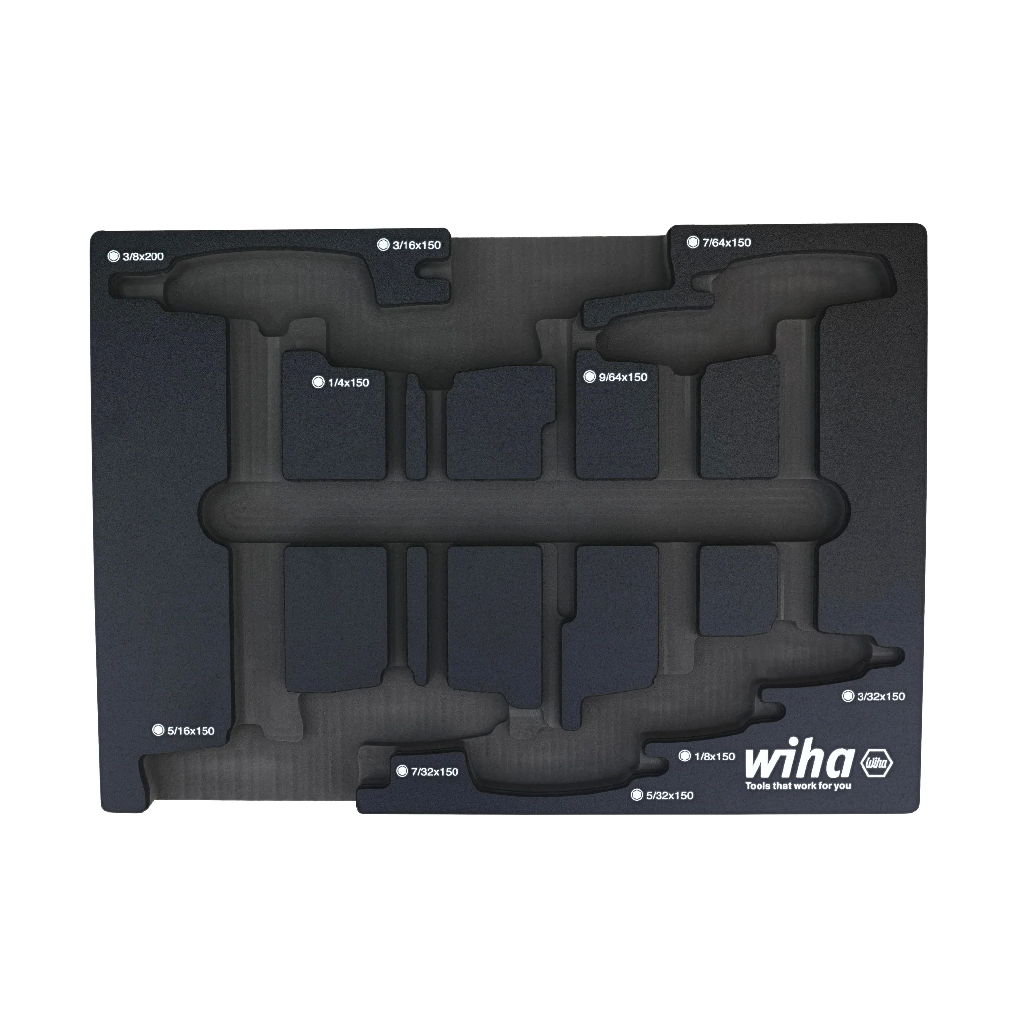 Empty Tray Set for 10 Piece SoftGrip Dual Drive Hex SAE T-Handle Tray Set
