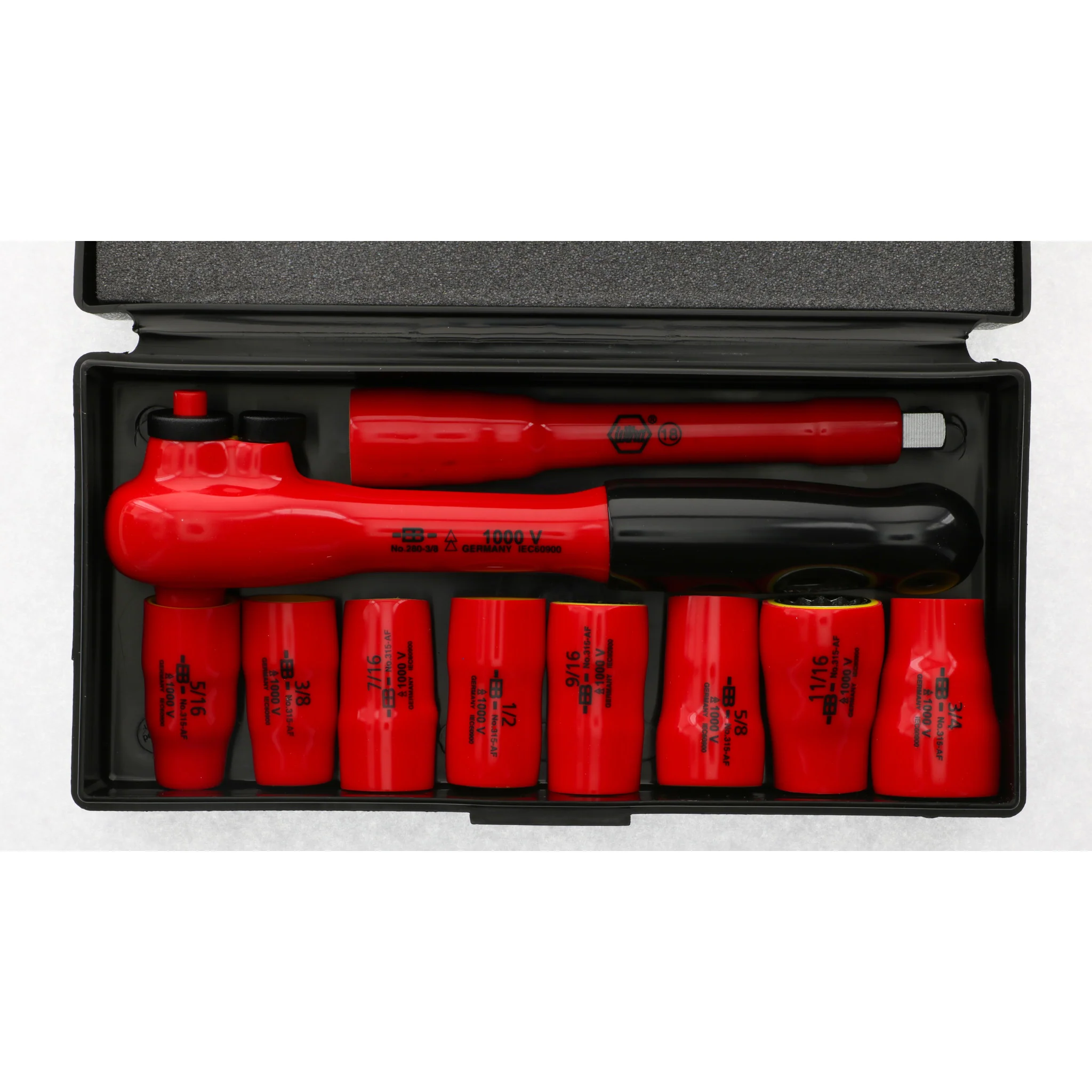 10 Piece Insulated Socket and Ratchet Set 3/8" Drive - SAE - Image 4