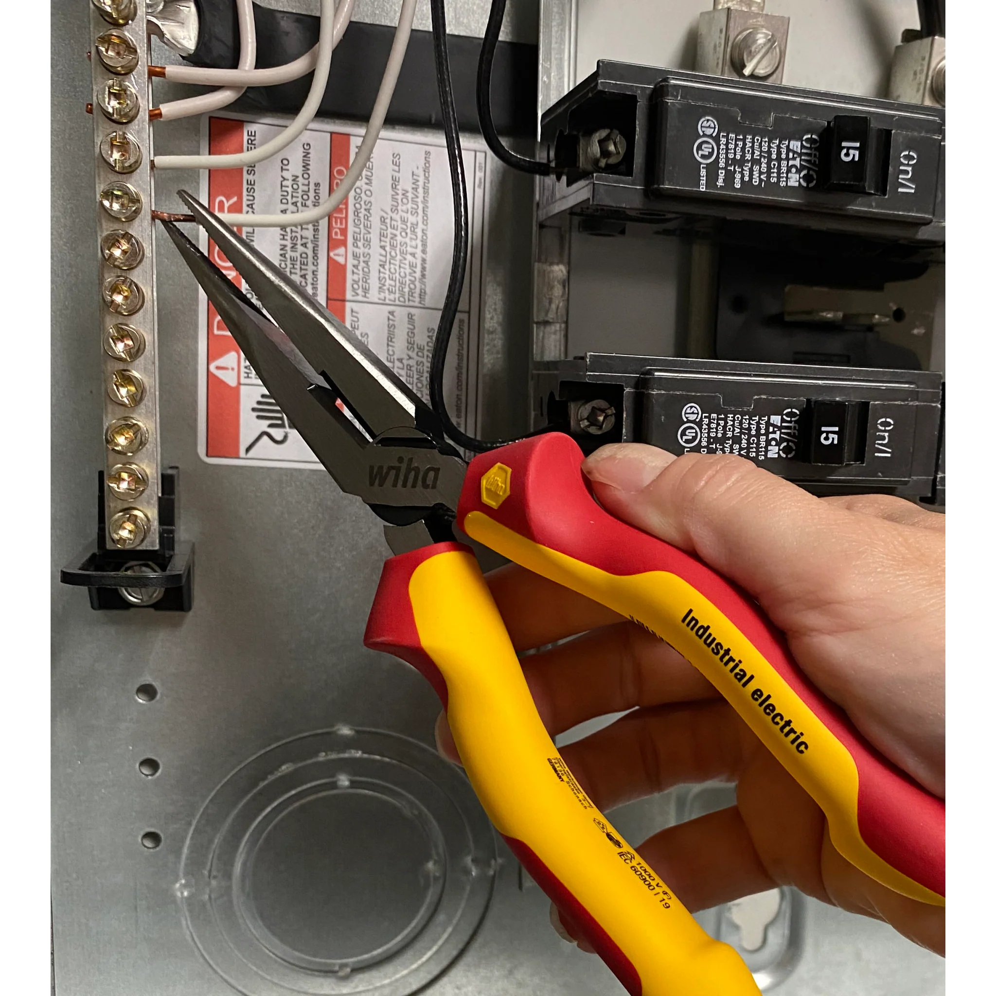 Insulated Industrial Long Nose Pliers w/ Cutters 8" - Image 7