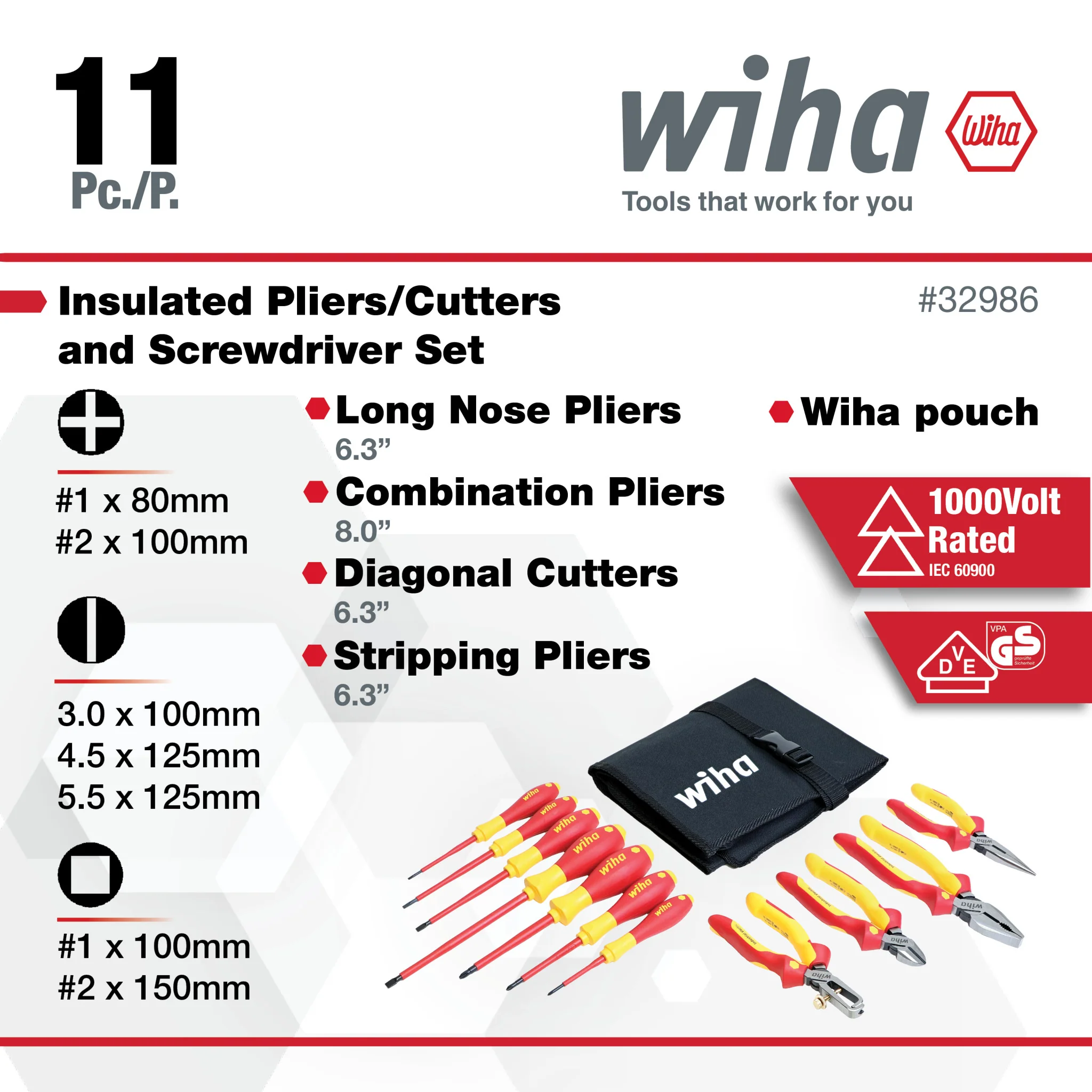 11 Piece Insulated Industrial Pliers and Screwdriver Set - Image 3