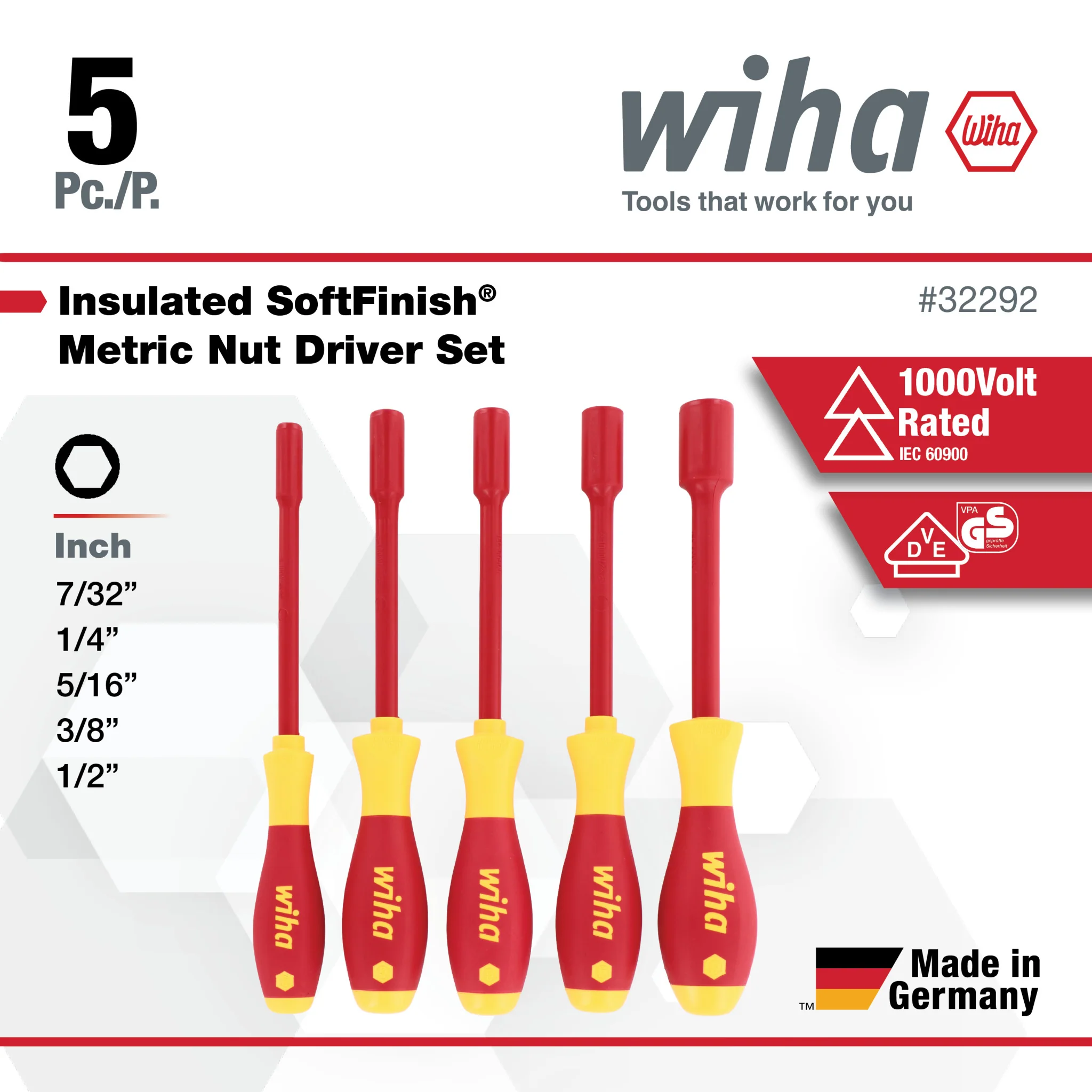 5 Piece Insulated SoftFinish Nut Driver Set - Inch - Image 3