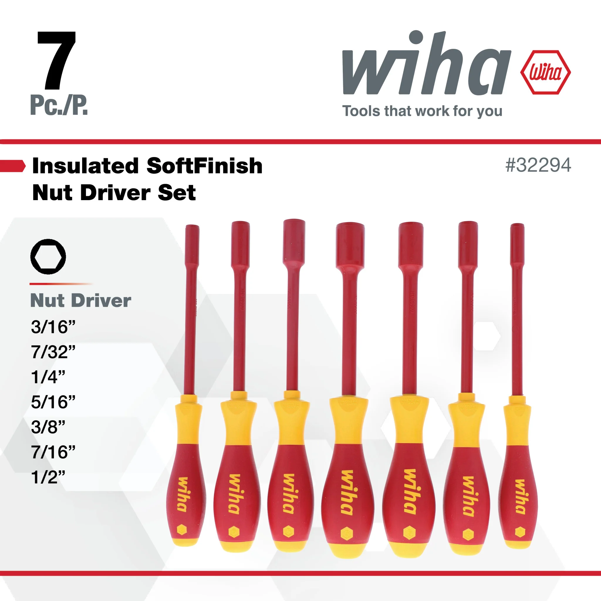 7 Piece Insulated SoftFinish Nut Driver Set - Inch - Image 3