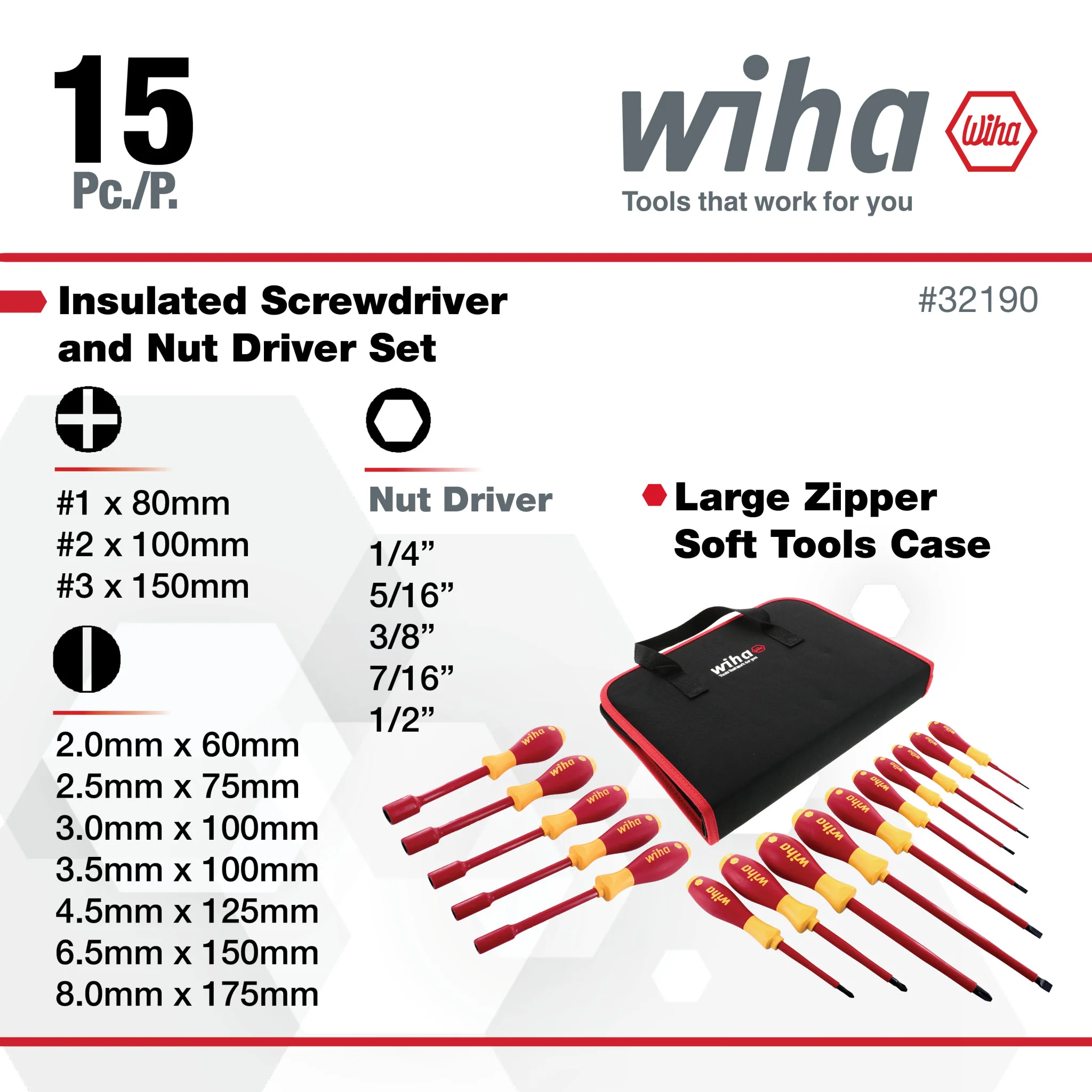 15 Piece Insulated SoftFinish Screwdriver and Nut Driver Set - Image 3
