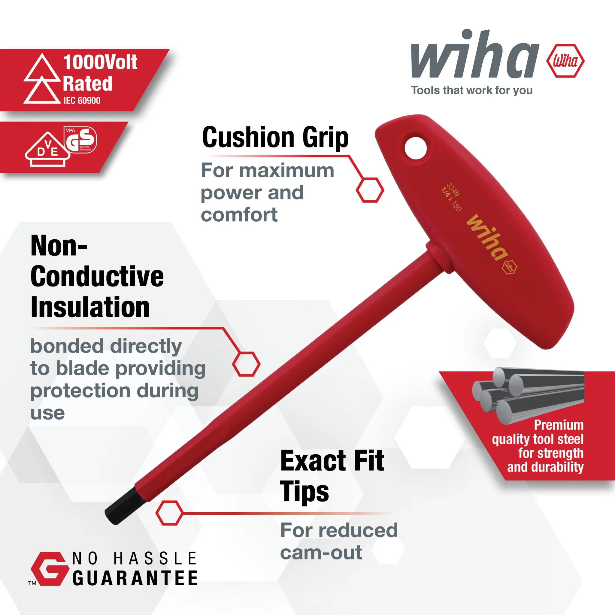 6 Piece Insulated T-Handle Hex Screwdriver Set - Inch - Image 3