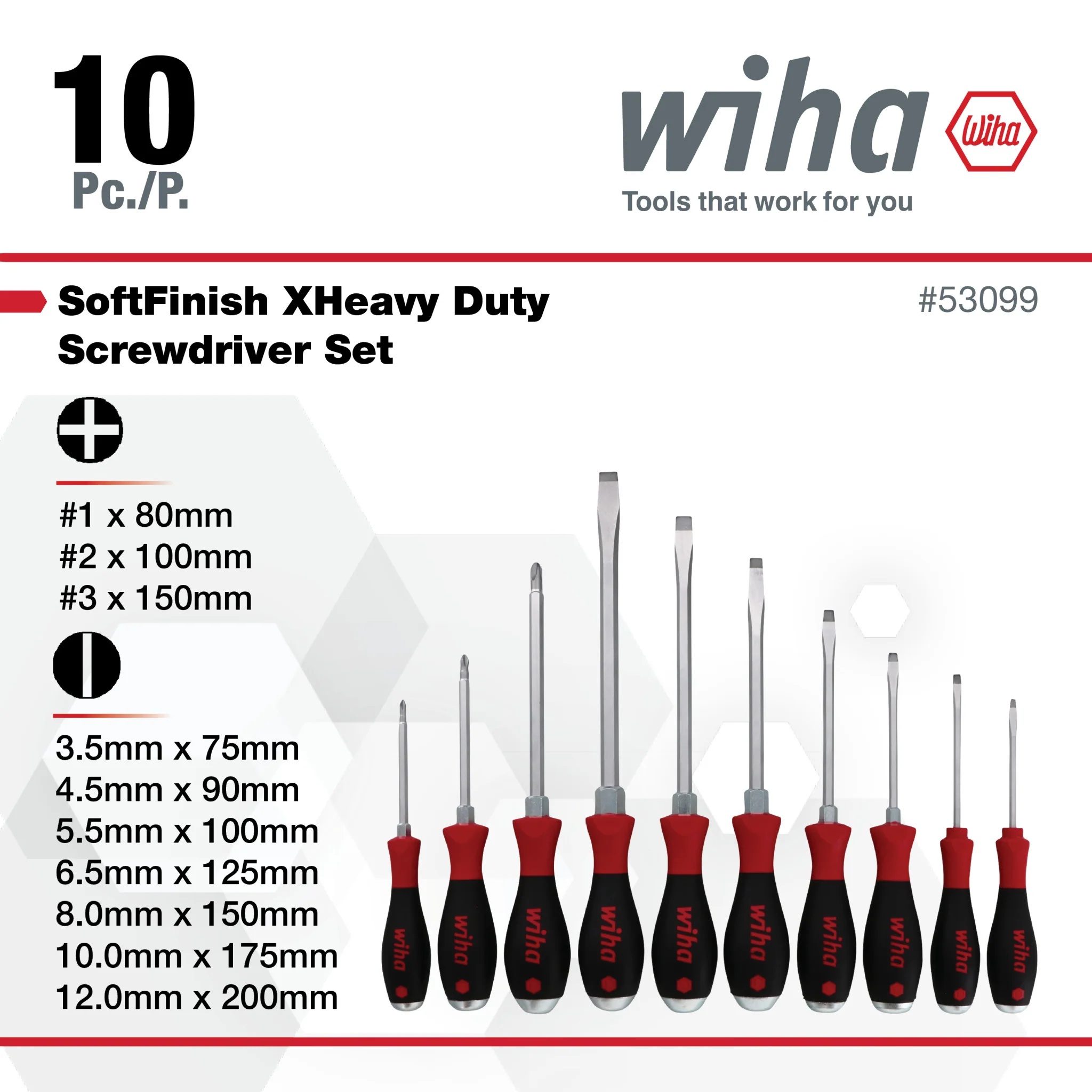 10 Piece SoftFinish XHeavy Duty Slotted and Phillips Screwdriver Set - Image 3