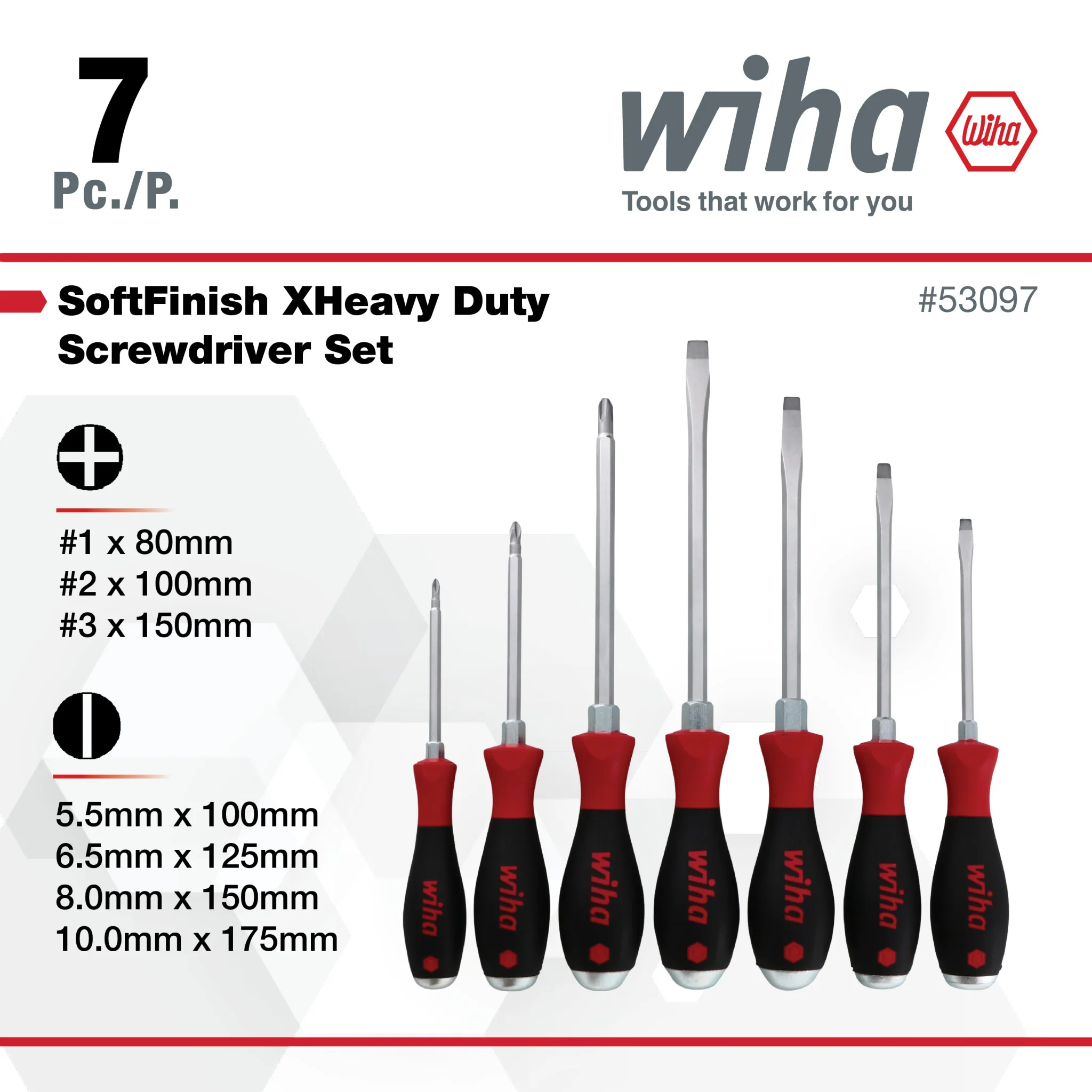 7 Piece SoftFinish XHeavy Duty Slotted and Phillips Screwdriver Set - Image 3