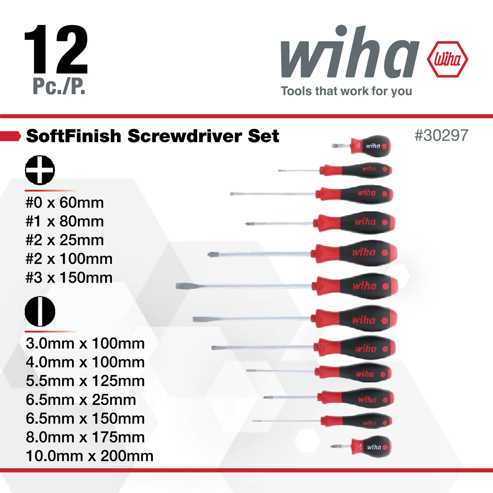 12 Piece SoftFinish Slotted and Phillips Screwdriver Set - Image 3