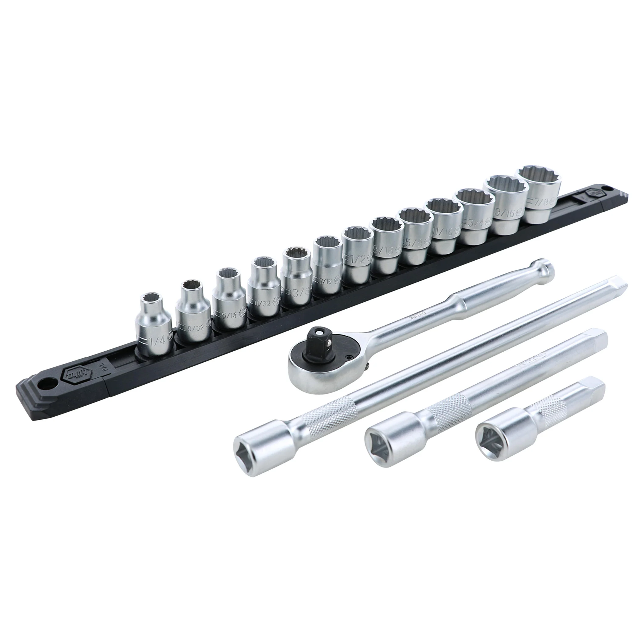 17 Piece Professional Socket Set -12 Point - 3/8" Drive - SAE - Image 2