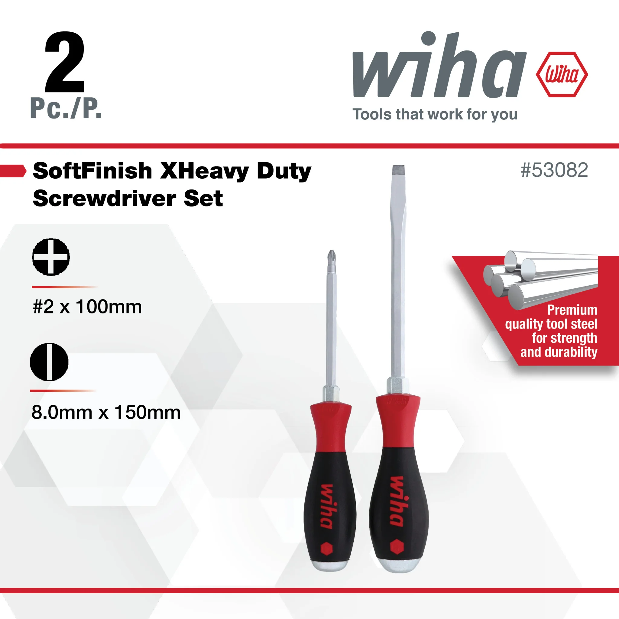 2 Piece SoftFinish XHeavy Duty Slotted and Phillips Screwdriver Set - Image 3