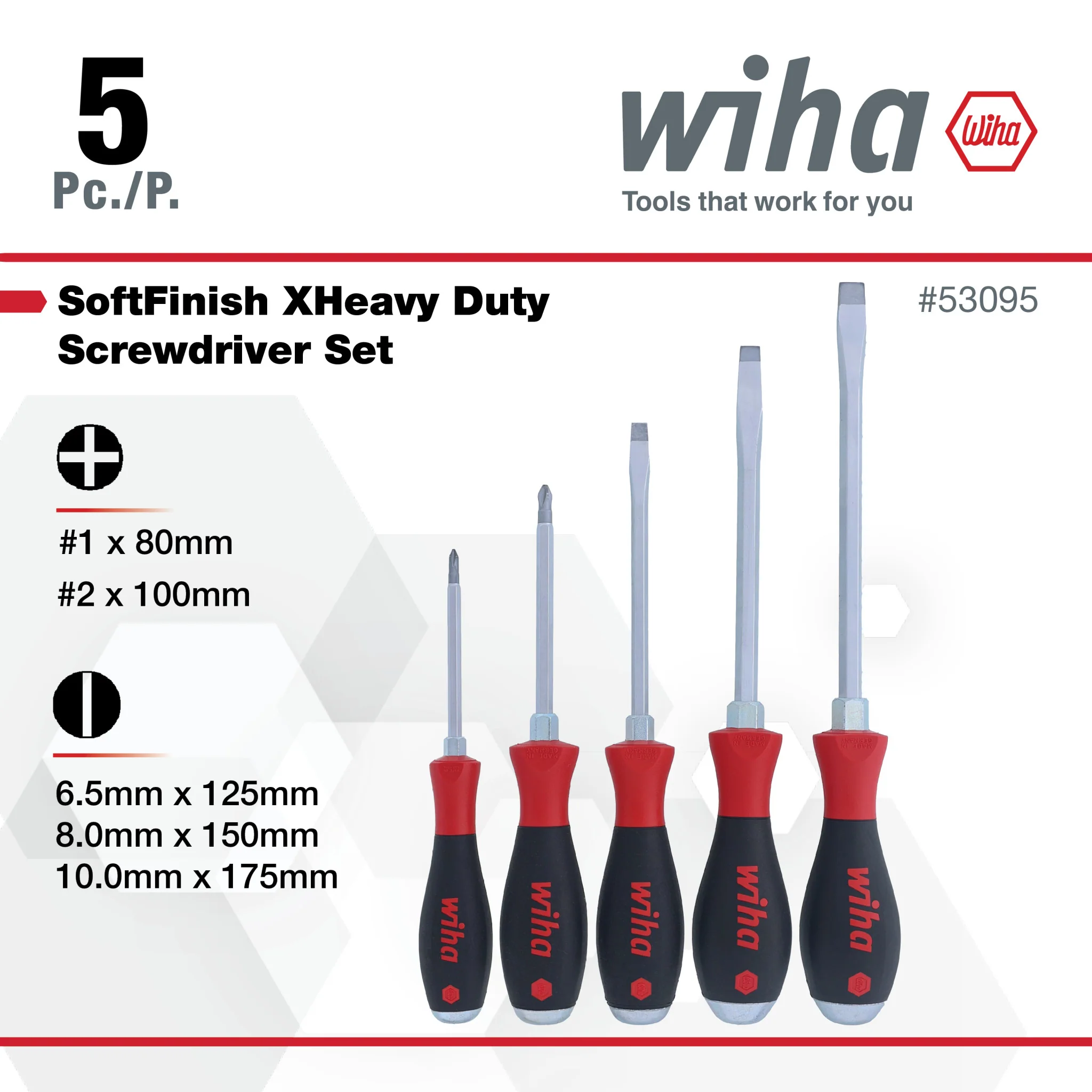 5 Piece SoftFinish XHeavy Duty Slotted and Phillips Screwdriver Set - Image 3